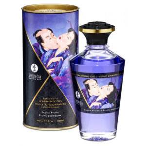 Huile chauffante aphrodisiaque comestible - Fruits exotiques Shunga 100ml.