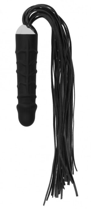 Gode Réaliste Noir en Silicone avec Fouet - Soft BDSM