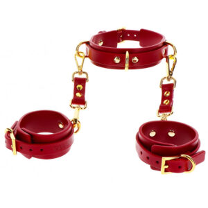 Collier D-Ring avec Menottes de poignets Rouge - Taboom - Soft BDSM