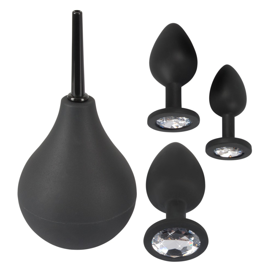 Kit 3 Plugs Bijou Velvet Jewel Noir "Coffret" Soft BDSM
